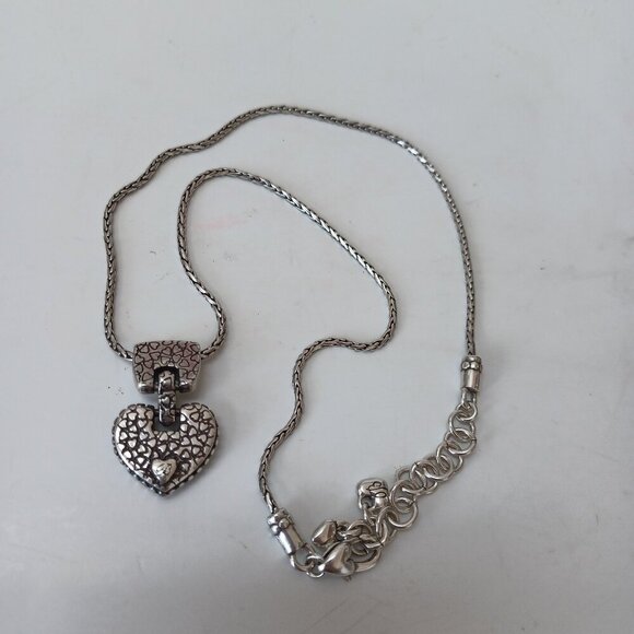 Brighton Silver Heart Necklace Pendant with Chain Cafe Au Lait - Picture 5 of 11